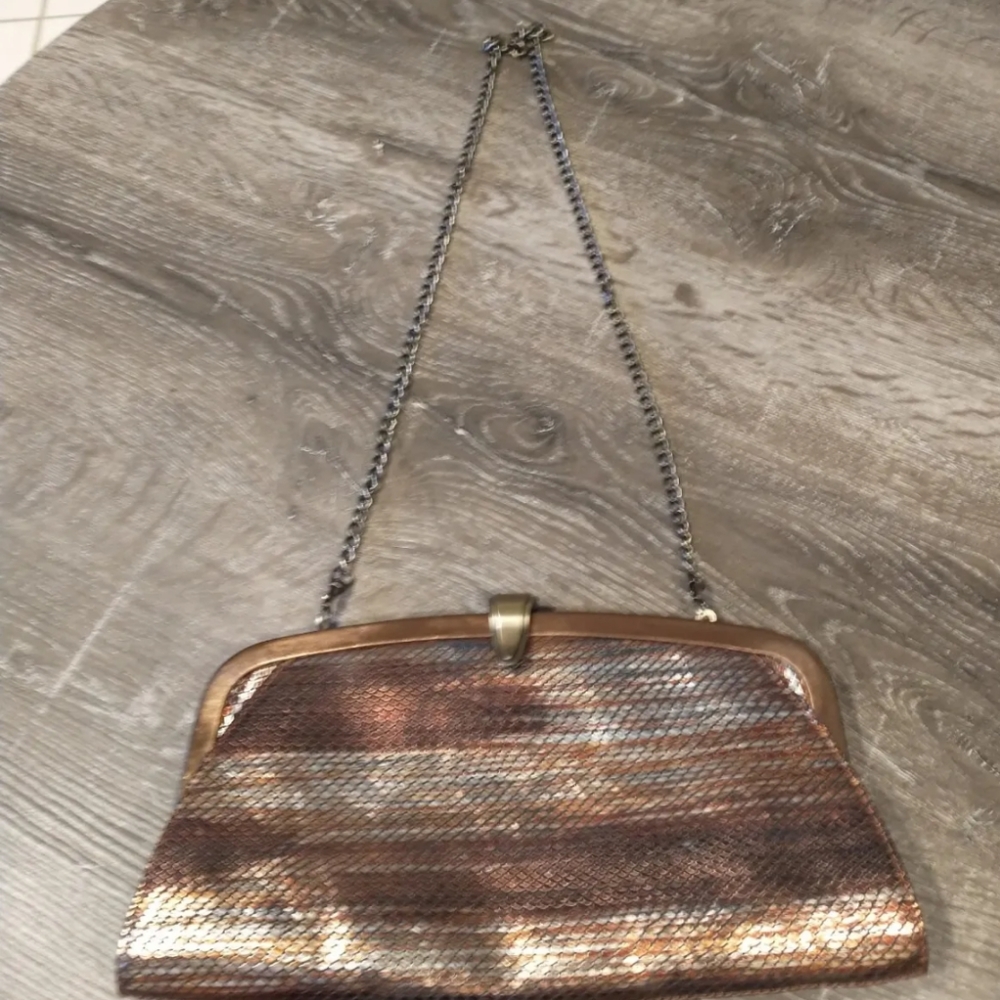 Women's Patricia Nash Shoulder Bag, Snake Skin, Cooper Color With Chain Strap